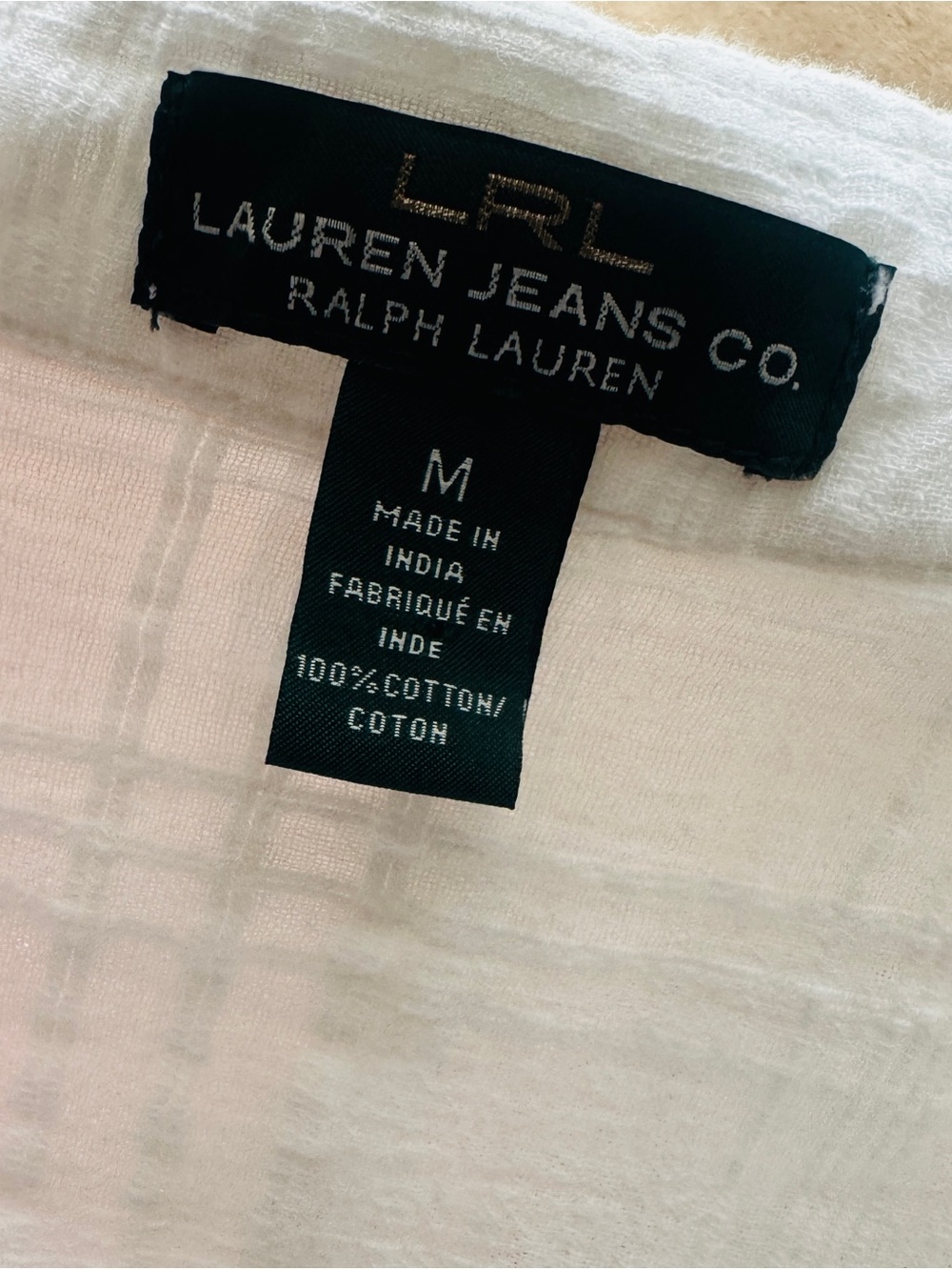 Lauren Ralph Lauren White Lightweight Button-Front Women's Shirt -Textured - Picture 3 of 3